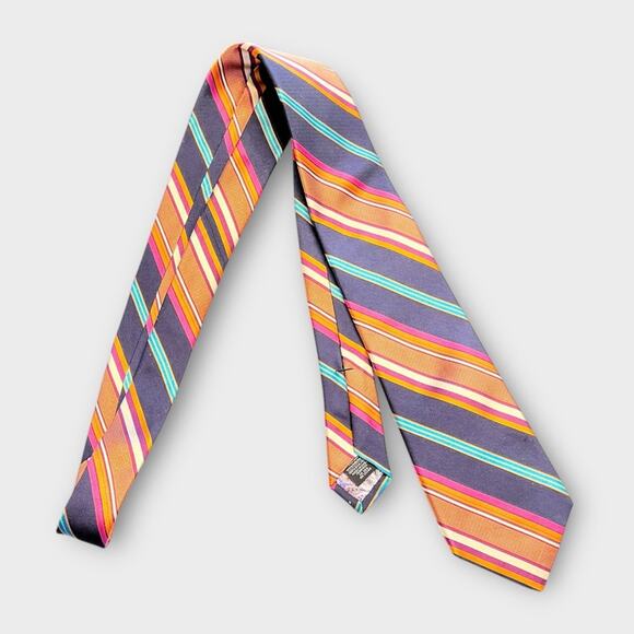 TED BAKER Spring Striped Multicolor Men's Silk Tie - Picture 5 of 5